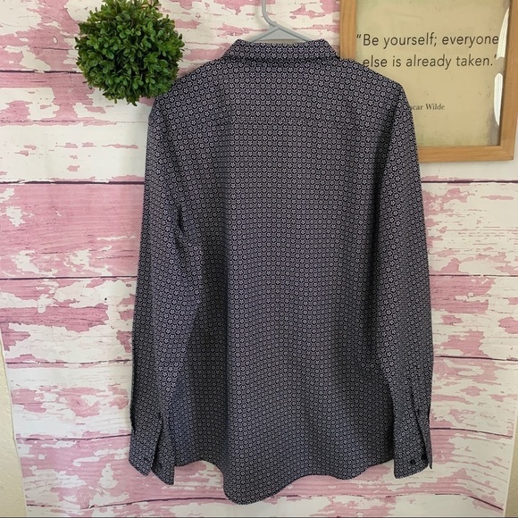 PERRY ELLIS Black Printed Button Up Slim Fit Shirt - Picture 2 of 6